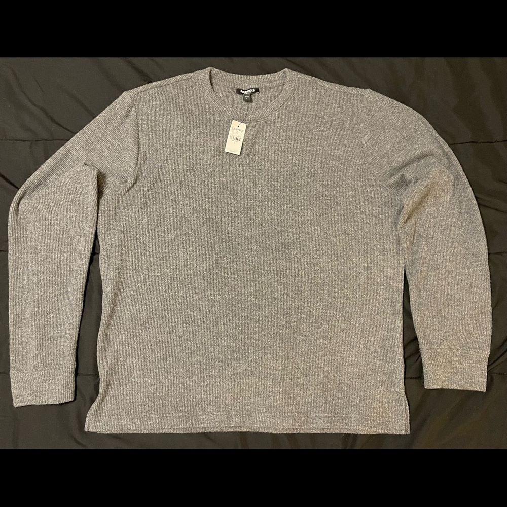 Brand New with tags, Never worn. Express sweater Men’s size Large. Charcoal Gray